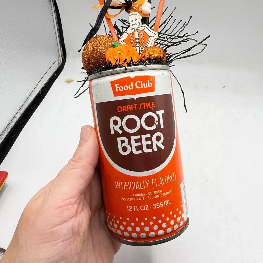 Halloween Haunting Vintage Decor centerpiece - Multimedia Assemblage tin can